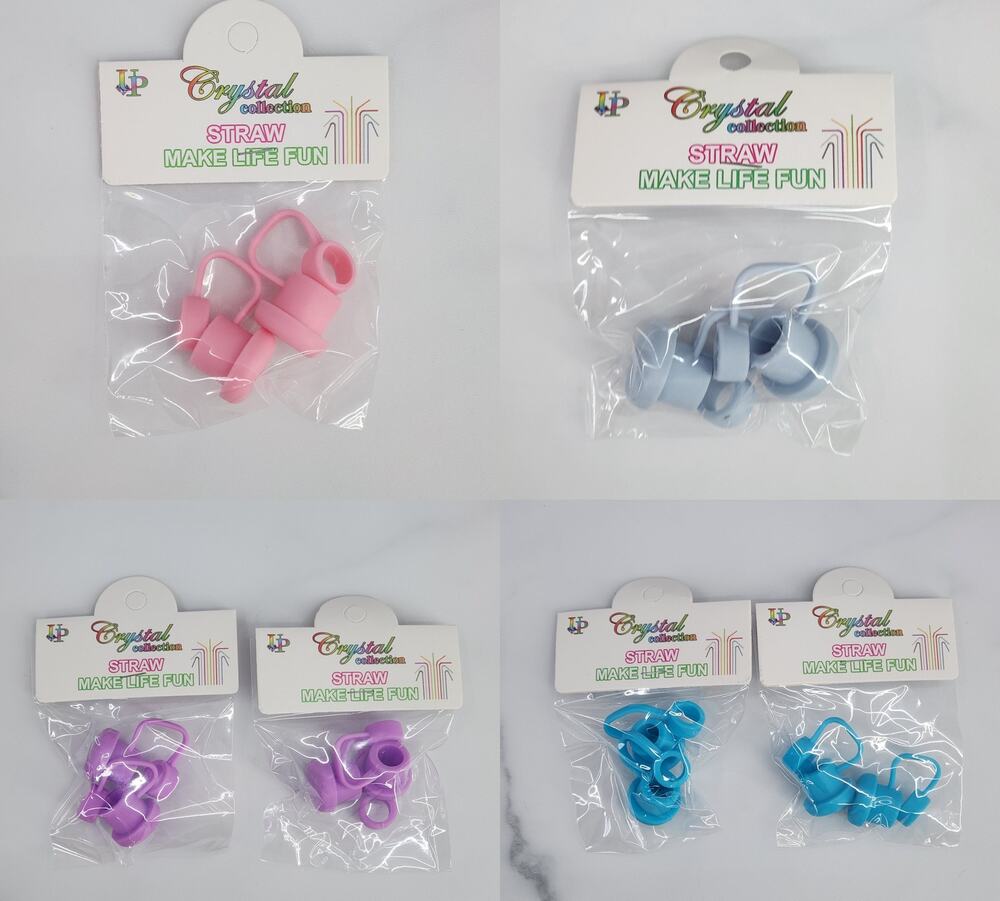 12 Straw Toppers / Caps / Covers / Lids in 4 Fun Colors!